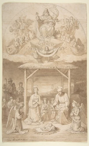 The Adoration of the Shepherds by Tommaso Minardi, drawing, 1837