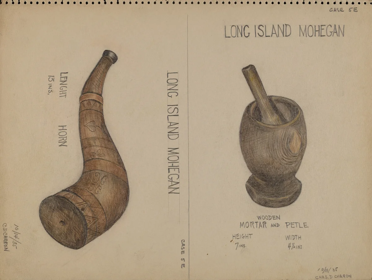 Horn and Mortar & Pestle by Charles Charon, index of american design, 1935