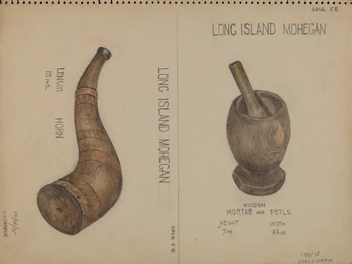 Horn and Mortar & Pestle by Charles Charon, index of american design, 1935