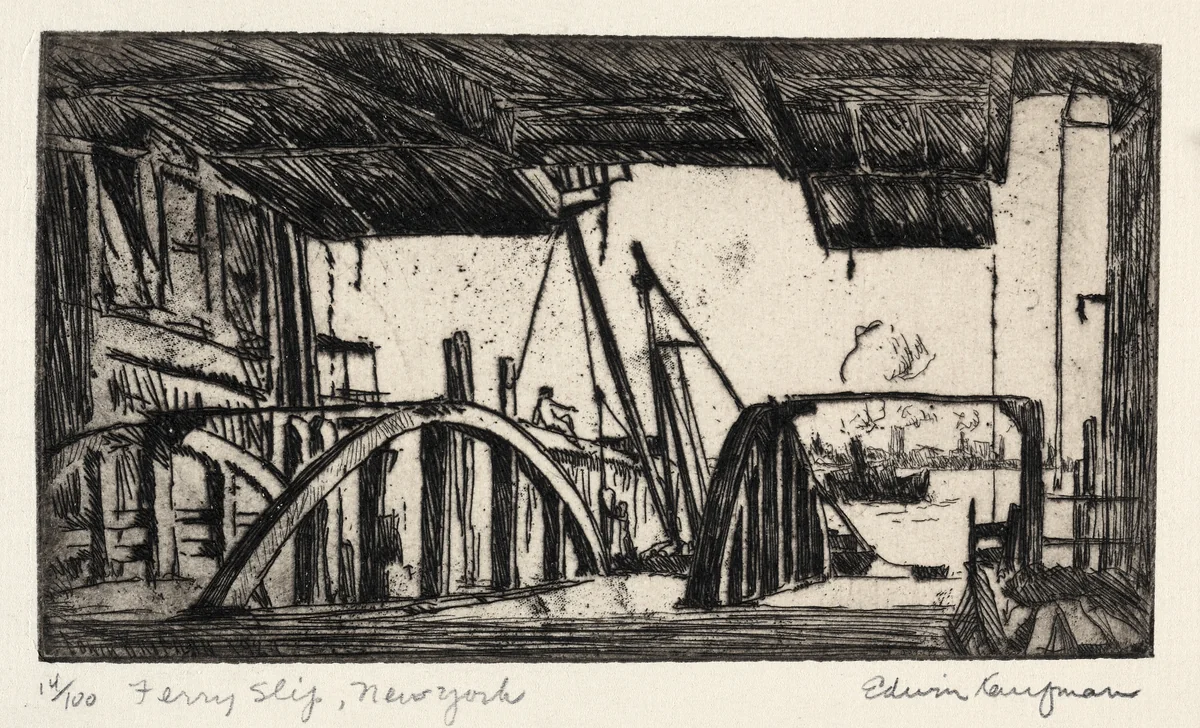 Ferry Slip by Edwin Kaufman, print, 1927