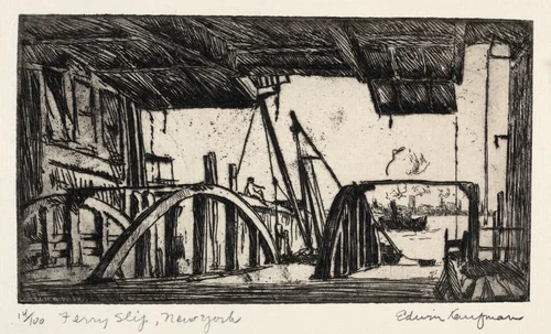 Ferry Slip by Edwin Kaufman, print, 1927
