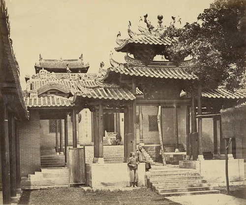 Entrance of the Five Genii Temple, Canton by Felice Beato, photograph, 1860