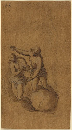 The Baptism of Christ by Jacopo Palma il Giovane, drawing, 1548-1628
