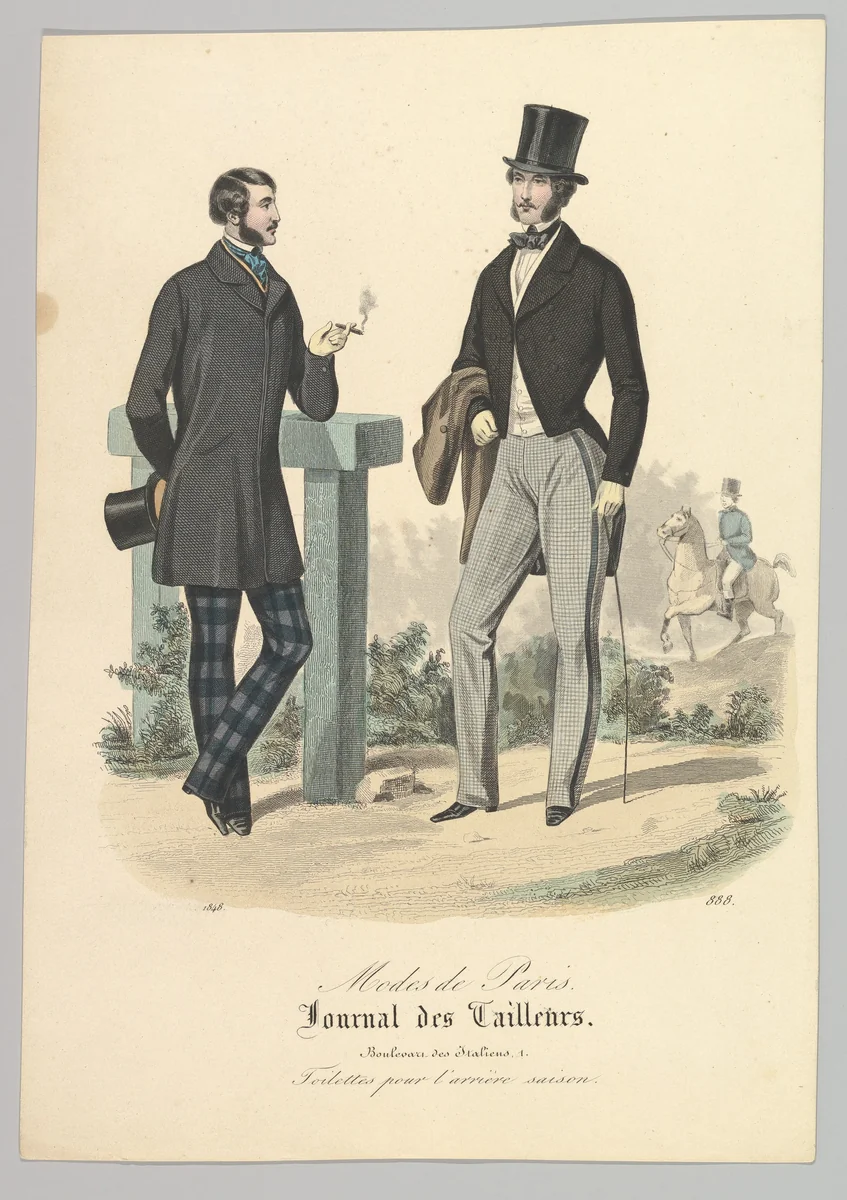 888 from Modes de Paris, Journal des Tailleurs by anonymous, print, 1848
