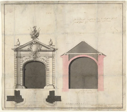 Design for a City Gate in Trier by Balthasar Neumann, drawing, 1746