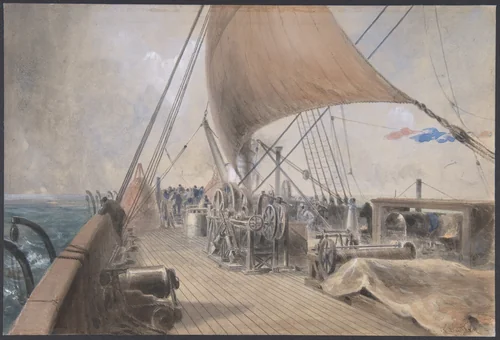 The Picking-up Machinery in the Bows of the Great Eastern by Robert Charles Dudley, drawing, 1865-1866