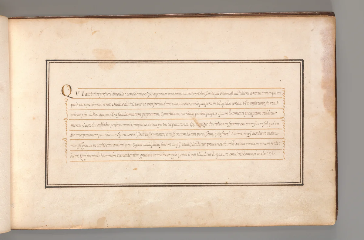 Calligraphic Exercise in Latin (Cursive Script) by anonymous, book, 1600-1625