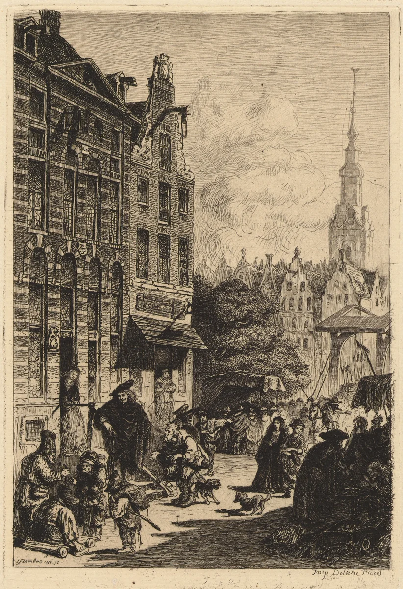 Rembrandt's House by Léopold Flameng, print, 1854-1864