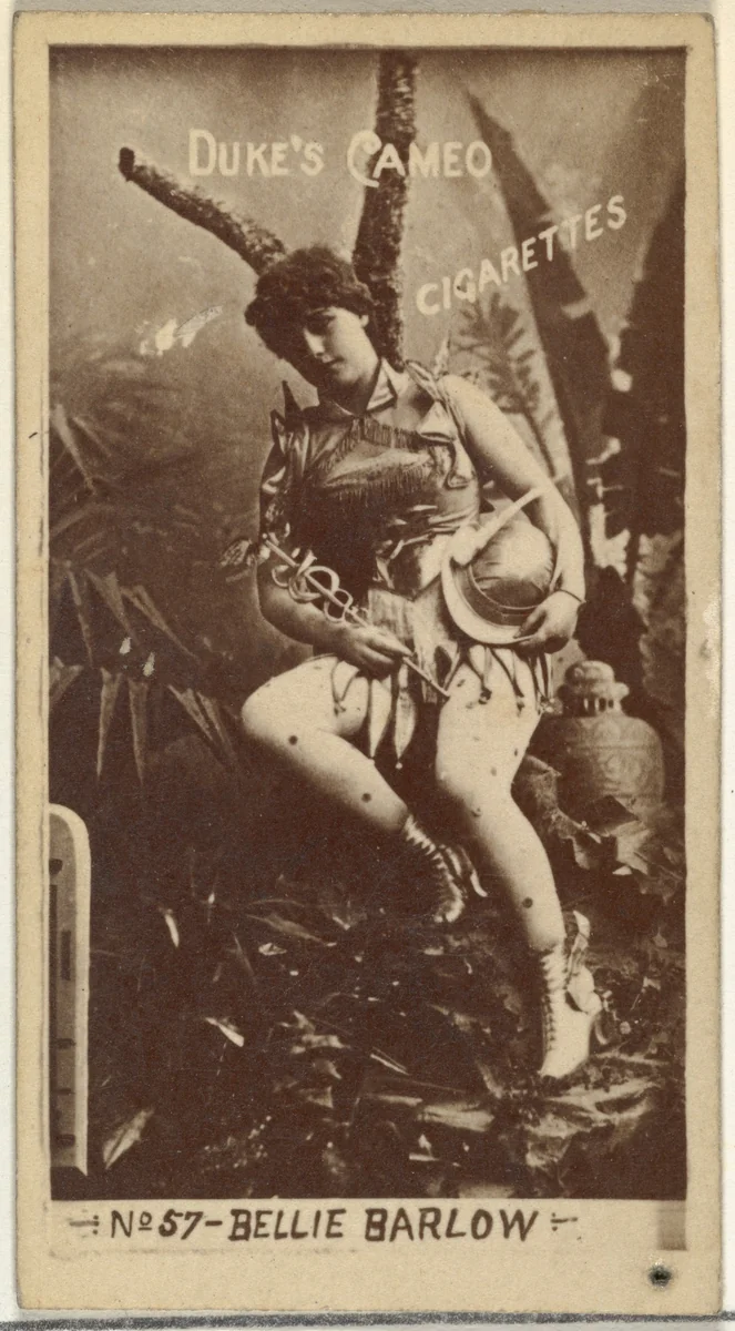 Card Number 57, Billie Barlow, from the Actors and Actresses series (N145-4) issued by Duke Sons & Co. to promote Cameo Cigarettes by W. Duke, Sons & Co., photograph, 1880-1889