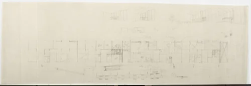 Weissenhof Apartment House, "The Dwelling" Exhibition, Stuttgart, Germany (Upper floor plan, interior perspectives) by Ludwig Mies van der Rohe, mies van der rohe archive, 1926