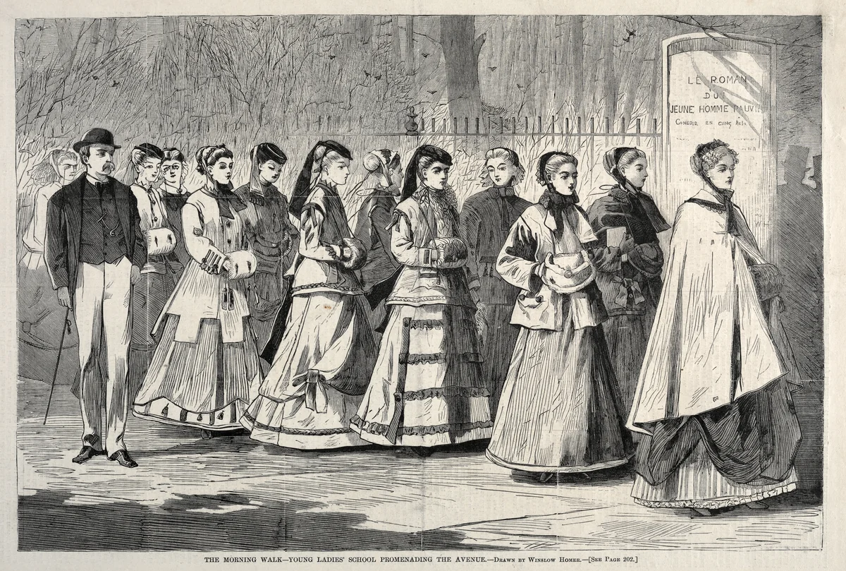The Morning Walk - Young Ladies' School Promenading the Avenue by Winslow Homer, print, 1868