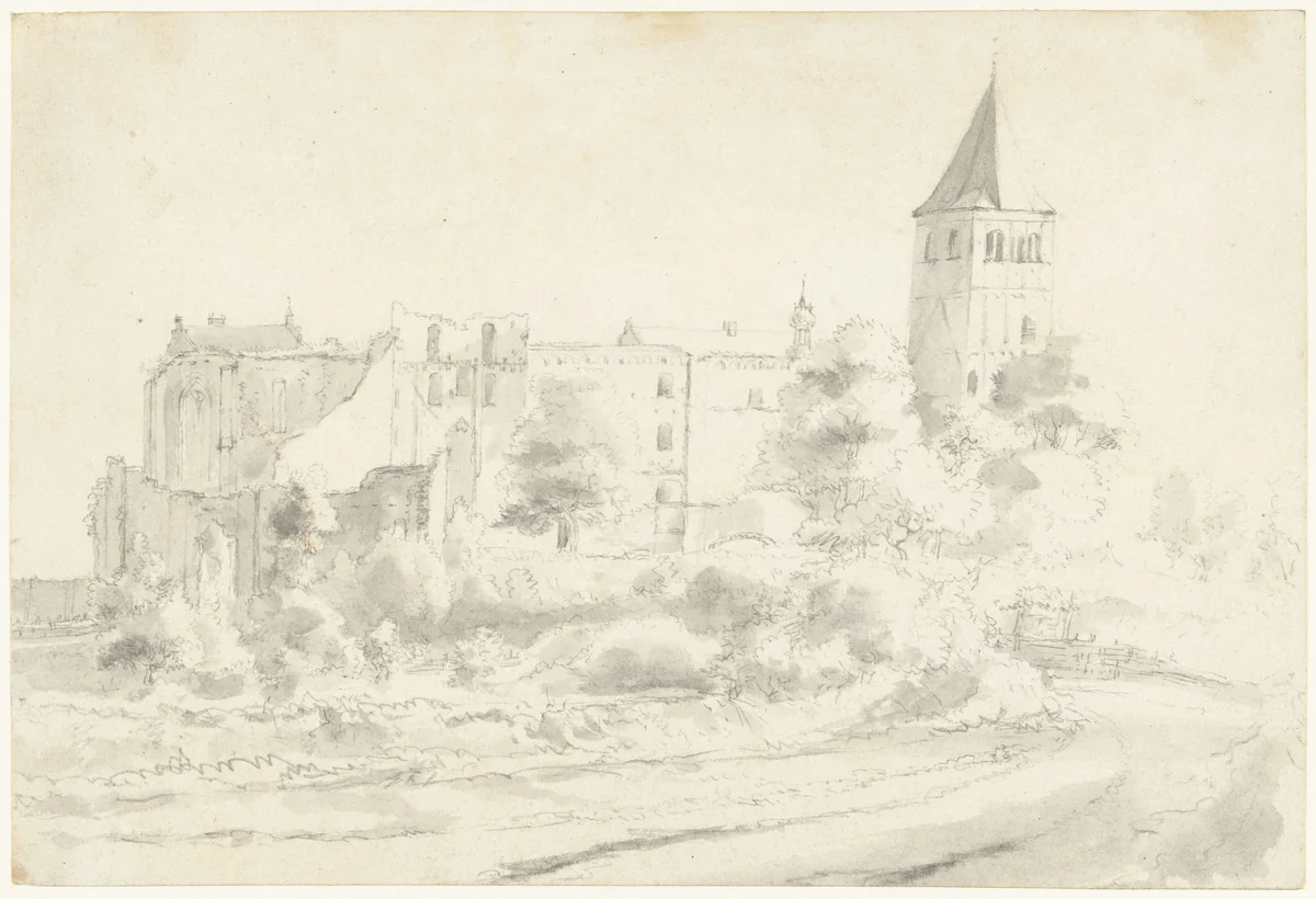Ruïne van een abdij by anonymous, drawing, 1700-1800