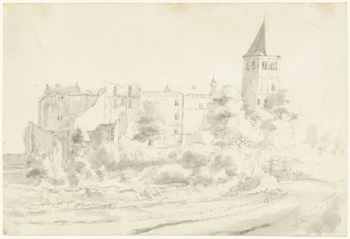 Ruïne van een abdij by anonymous, drawing, 1700-1800