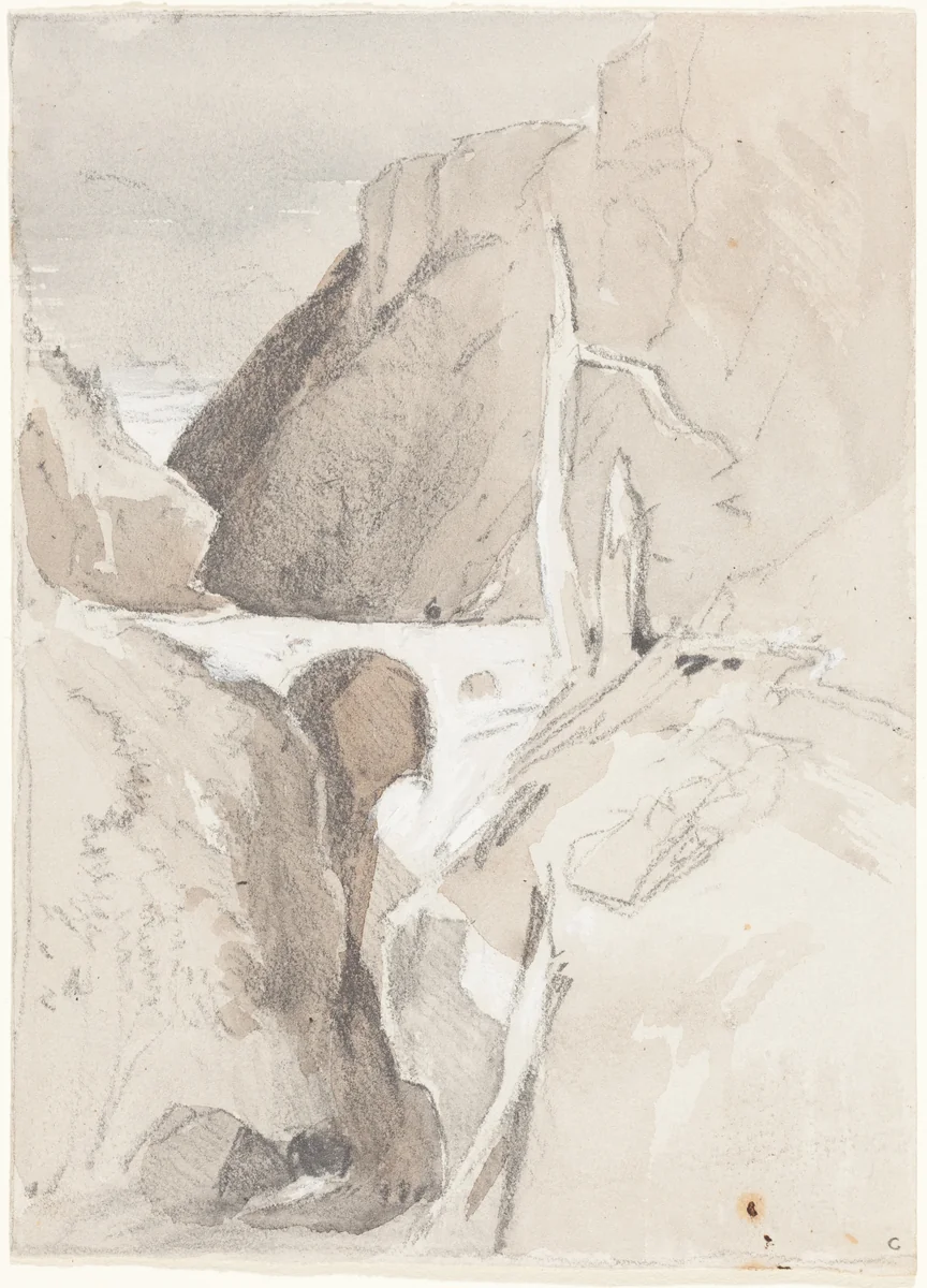 Gorge with Tree Stumps by John Sell Cotman, drawing, 1782-1842