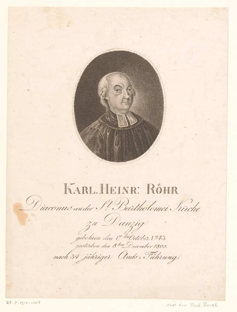 Portret van Karl Heinrich Röhr by anonymous, print, 1805