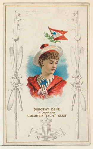 Dorothy Dene in Colors of Columbia Yacht Club, from the Yacht Colors of the World series (N140) issued by Duke Sons & Co. to promote Honest Long Cut Tobacco by W. Duke, Sons & Co., print, 1890