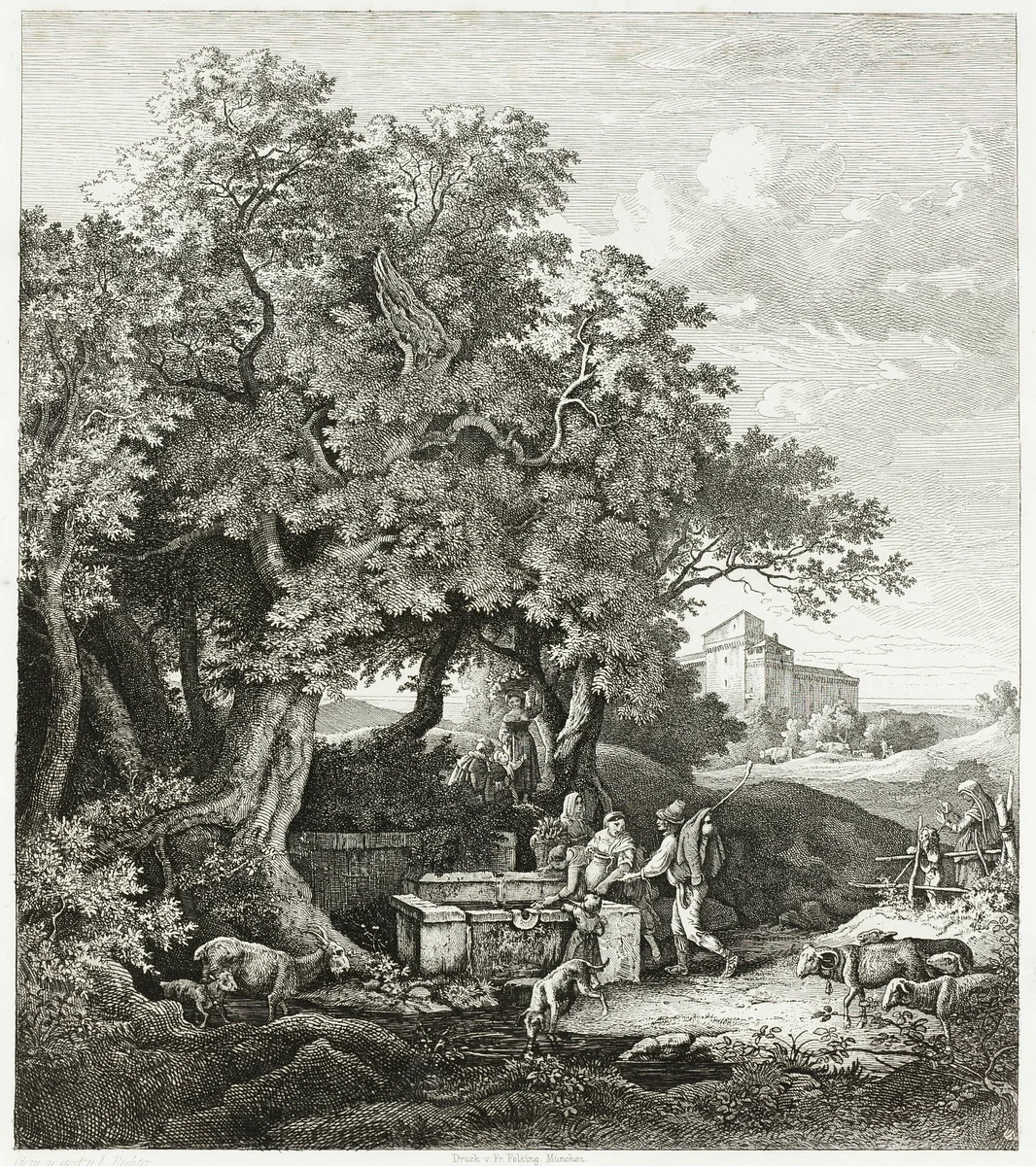 Grotta Ferrata by Adrian Ludwig Richter, print, 1832