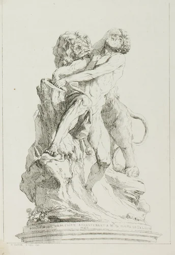 Milo of Croton by Charles-François Hutin, print, 1764