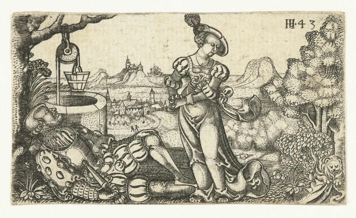 Pyramus en Thisbe by Unknown, print, 1543