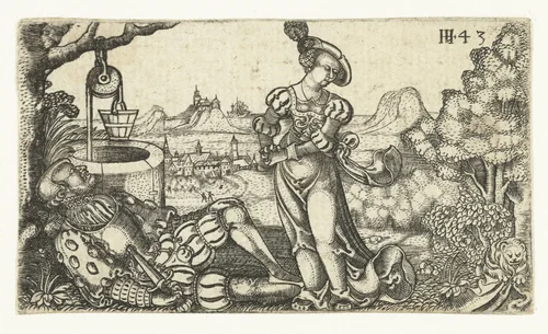 Pyramus en Thisbe by Unknown, print, 1543