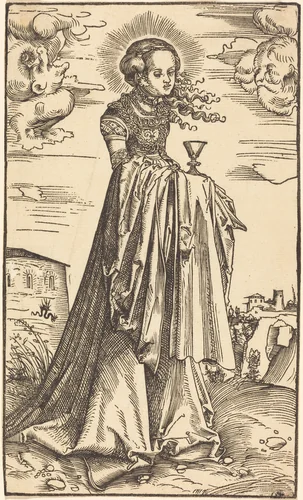 Saint Barbara by Lucas Cranach, print, 1472-1553