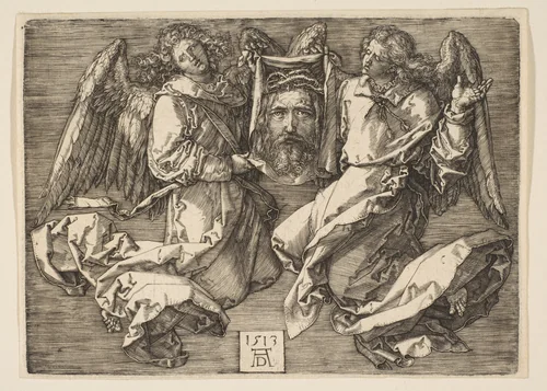 The Sudarium Displayed by Two Angels by Albrecht Dürer, print, 1513