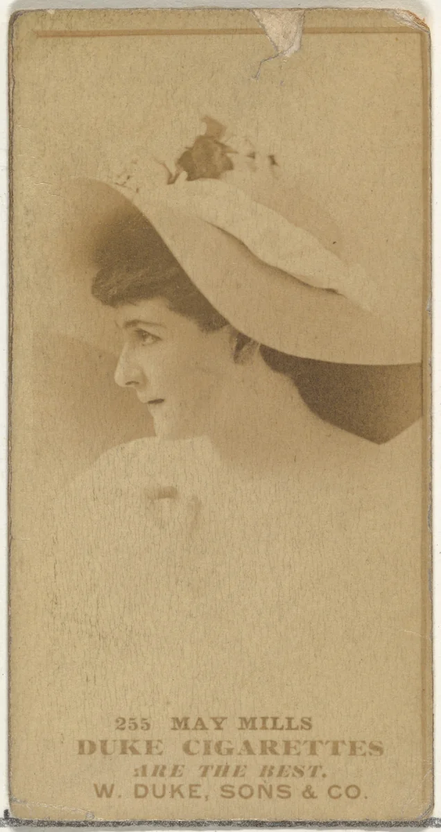 Card Number 255, May Mills, from the Actors and Actresses series (N145-7) issued by Duke Sons & Co. to promote Duke Cigarettes by W. Duke, Sons & Co., photograph, 1880-1889