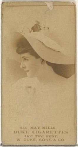 Card Number 255, May Mills, from the Actors and Actresses series (N145-7) issued by Duke Sons & Co. to promote Duke Cigarettes by W. Duke, Sons & Co., photograph, 1880-1889