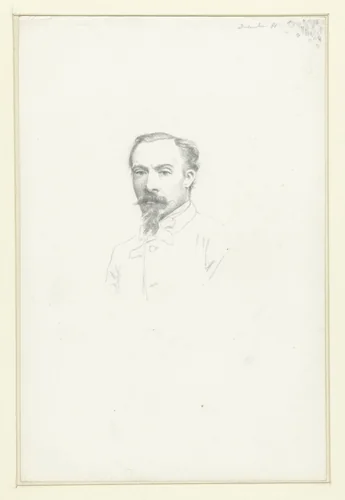 Portret van een heer met baard en snor, aanziend borstbeeld by anonymous, drawing, 1881