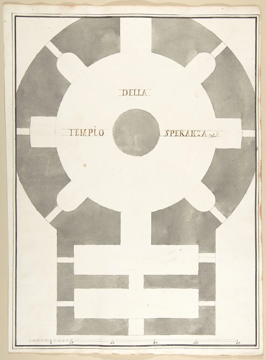 Plan of the Tempio della Speranza by Pietro Paolo Coccetti, drawing, 1710-1727