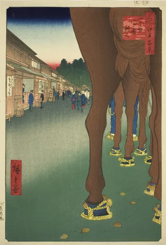 Naito Shinjuku at Yotsuya (Yotsuya Naito Shinjuku), from the series “One Hundred Famous Views of Edo (Meisho Edo hyakkei)” by Utagawa Hiroshige (歌川広重), print, 1857