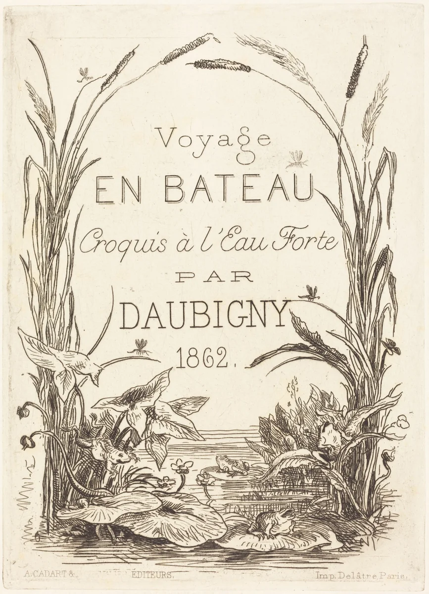 Title Page for "Voyage en bateau" by Charles-François Daubigny, portfolio, 1862
