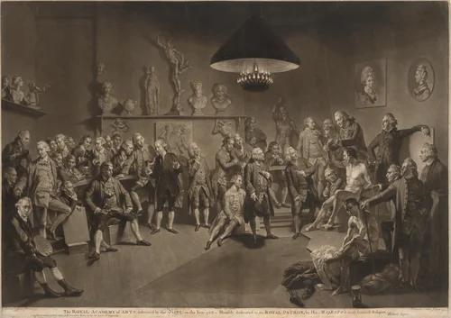 The Royal Academy of Arts by Richard Earlom; Johann Zoffany; Robert Sayer, print, 1773