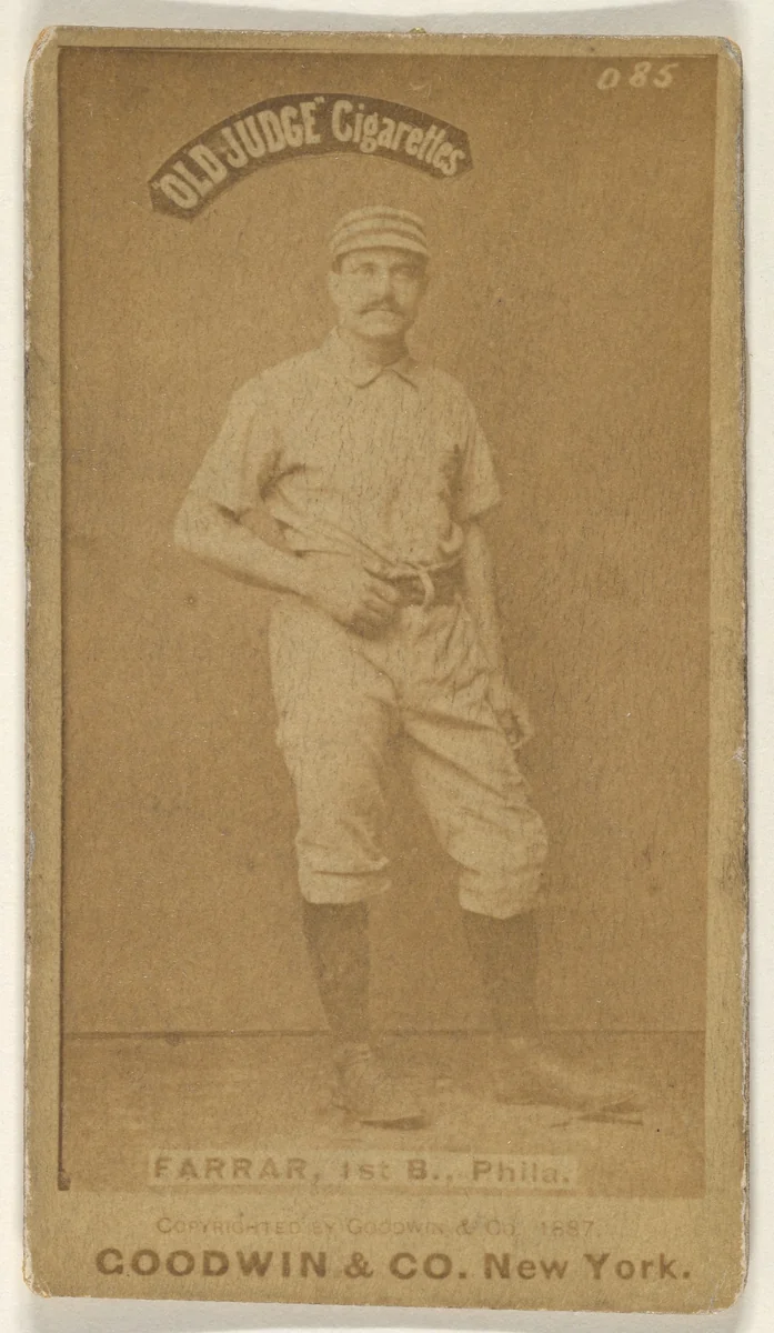 Sidney Douglas Farrar, 1st Base, Philadelphia, from the Old Judge series (N172) for Old Judge Cigarettes by Goodwin & Company, photograph, 1887