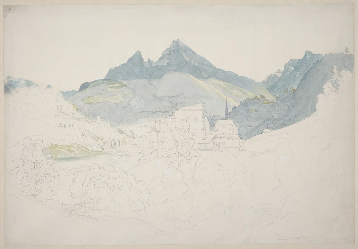 Berchtesgaden with the Watzmann Peak in the Distance by Ernst Fries, drawing, 1822