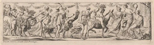 Woman Whipping a Satyr by Pierre Brebiette; François Langlois, print, 1626