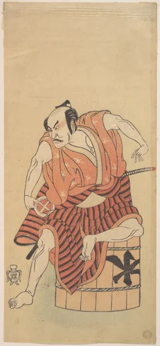 The Third Otani Hiroemon as an Otokodate Seated Upon an Inverted Tub by Katsukawa Shunshô (勝川春章), print, 1768-1769