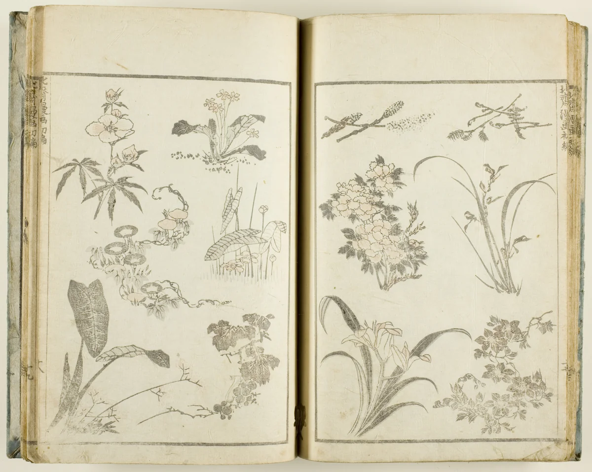 Hokusai manga (Sketches of Hokusai), v. 1-3, 5-11, and 14 of 15 by Katsushika Hokusai (葛飾 北斎), book, 1807-1854