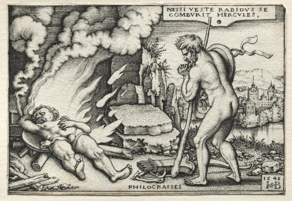 The Labors of Hercules: Hercules on his Pyre by Hans Sebald Beham, print, 1548