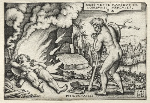 The Labors of Hercules: Hercules on his Pyre by Hans Sebald Beham, print, 1548