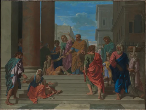 Saints Peter and John Healing the Lame Man by Nicolas Poussin, painting, 1655