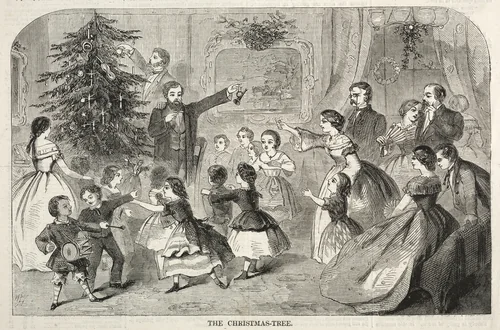 The Christmas Tree by Winslow Homer, print, 1858