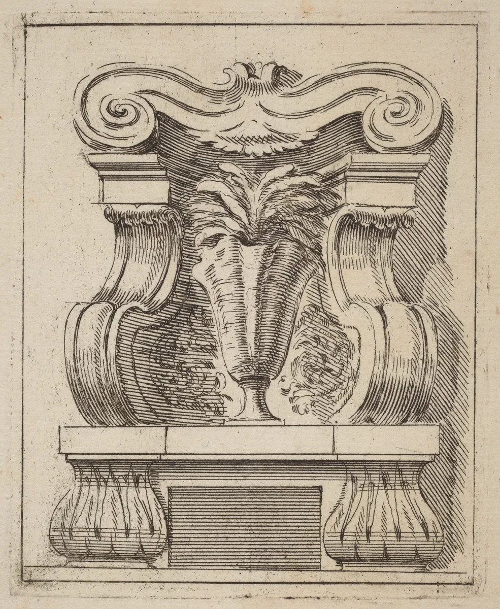 Architectural Motif with a Vase by Carlo Antonio Buffagnotti, print, 1690