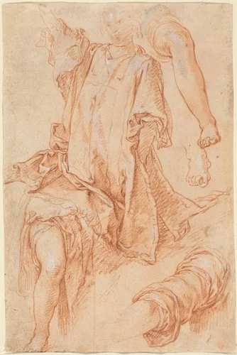 Studies of Legs and Drapery [recto] by Abraham Bloemaert, drawing, 1564-1651