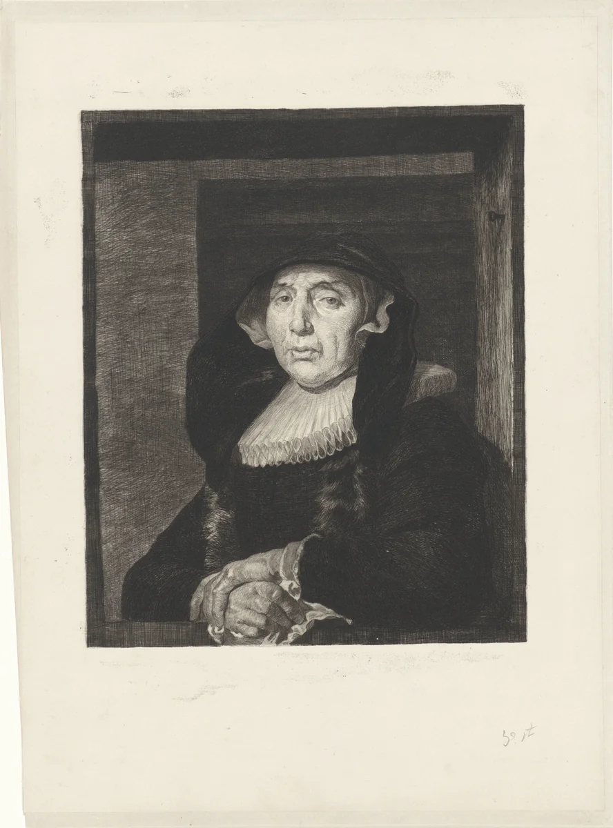 Portret van een oude vrouw, bekend als Bayken van Bracht by Willem Steelink, print, 1888-1891
