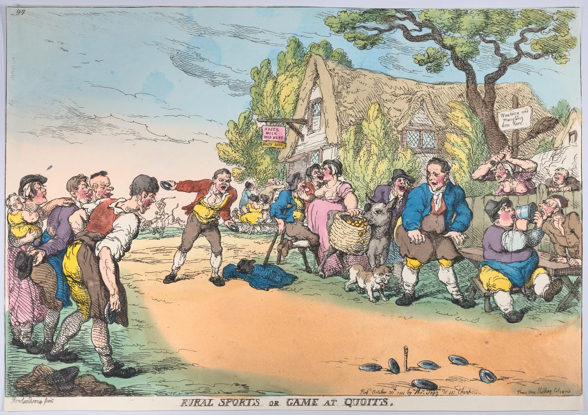 Rural Sports or Game at Quoits by Thomas Rowlandson, print, 1811
