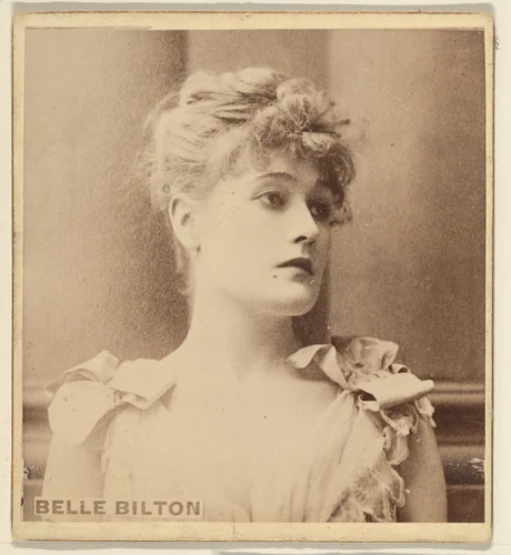 Belle Bilton, from the Actresses series (N246), Type 2, issued by Kinney Brothers to promote Sporting Extra Cigarettes by Kinney Brothers Tobacco Company, photograph, 1888-1892