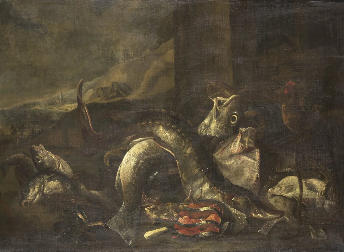 Still Life with Fish by R. van Burgh, painting, 1668-1690