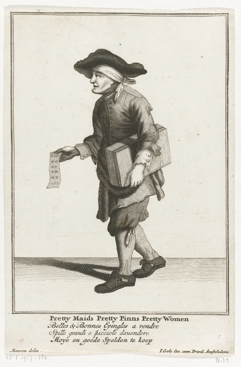Speldenverkoper by Jacob Gole, print, 1688-1724