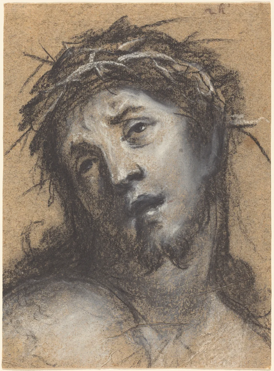 Head of Christ by Johann Ulrich Mayr, drawing, 1670